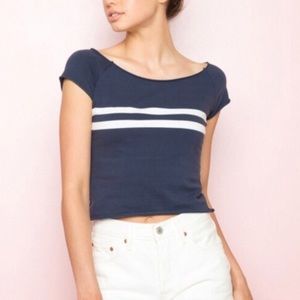 Brandy Melville Navy Striped Rin Top